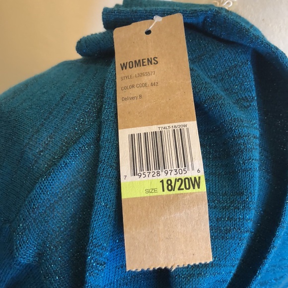 DKNY Jeans Lightweight Plus Teal Sweater- NWT - Picture 8 of 10